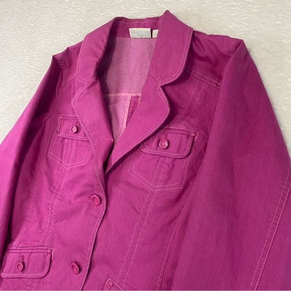Denim&Co Pink Blazer Womens Jacket Pockets Size Large - Picture 2 of 9